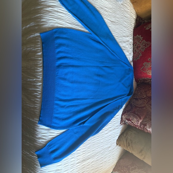 Maus & Hoffman Men's V-Neck Sweater in Vibrant Blue - Picture 9 of 12